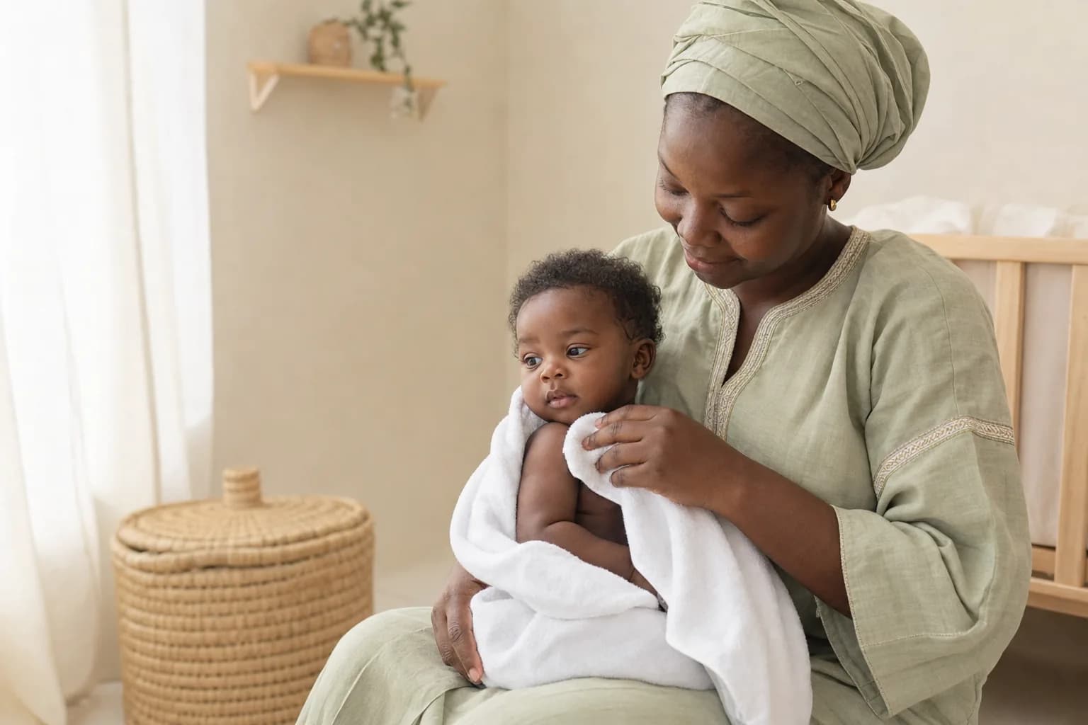 Mère et bébé dans un moment de soin calme