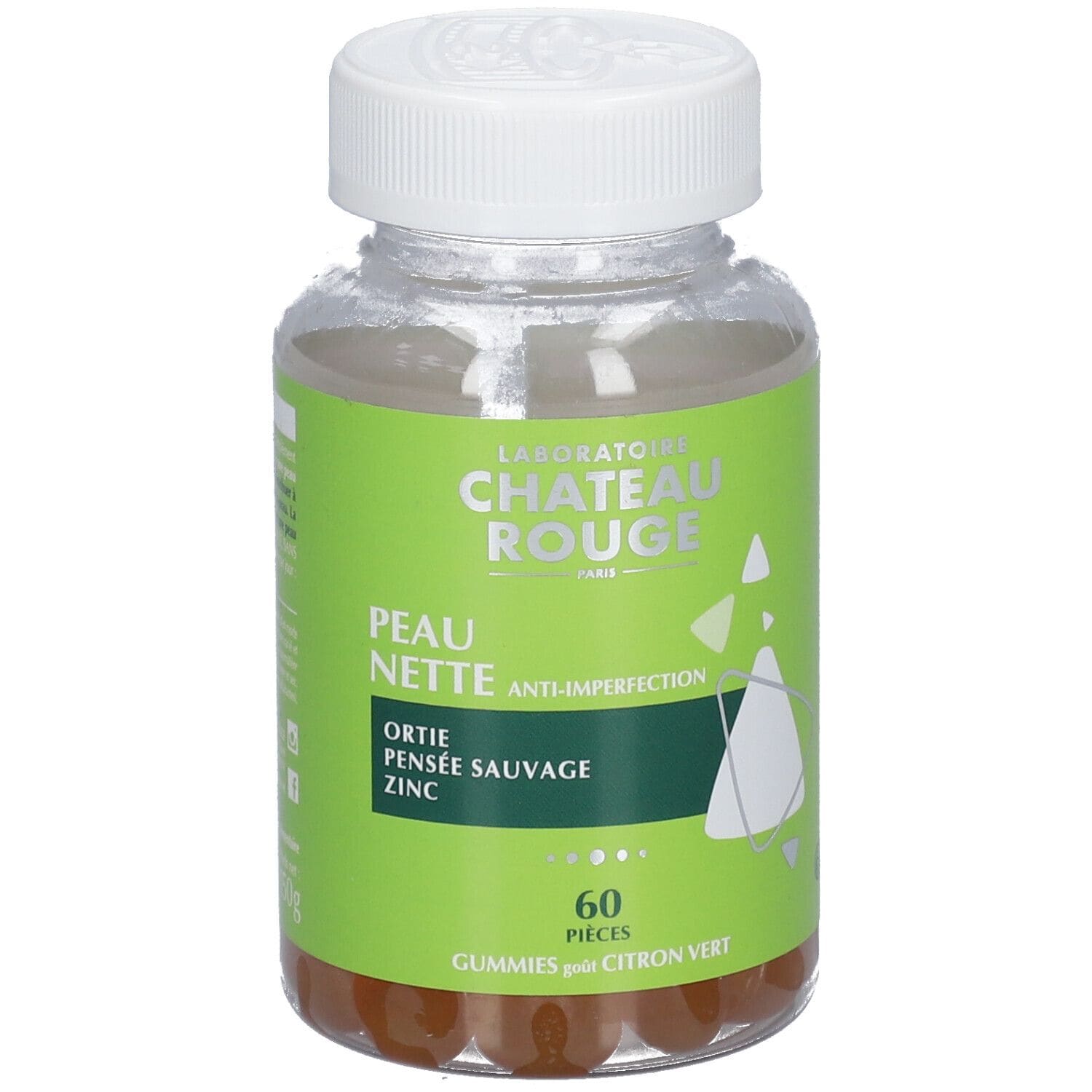 Peau Nette - Pensée sauvage + Ortie + Bardane + Zinc + Vitamines C & B8 - 60 gummies - Château Rouge - vue 1
