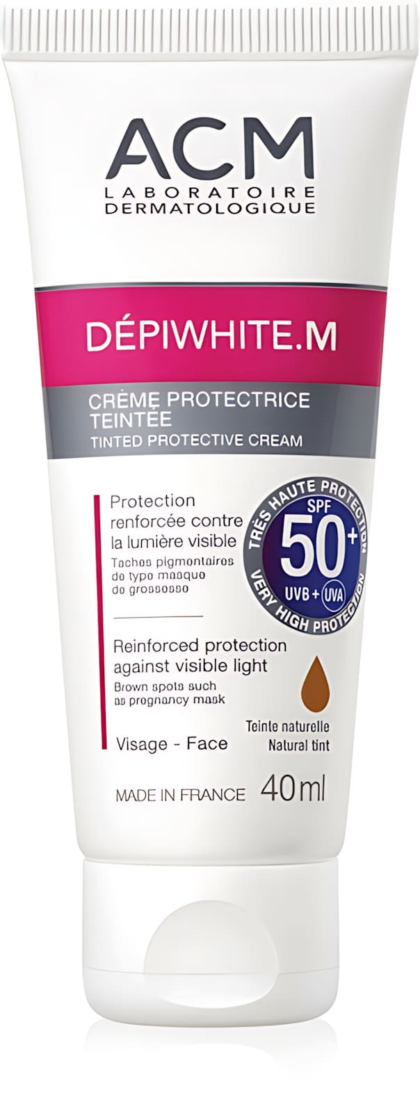 ACM Depiwhite M Crème solaire teintée SPF 50 — tube de 40 ml