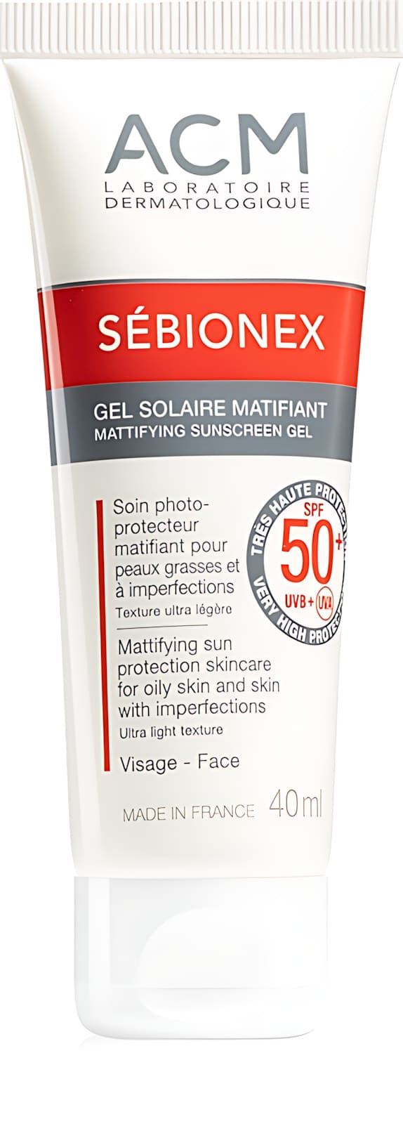 ACM Sebionex Gel matifiant SPF 50+ — flacon de 40 ml
