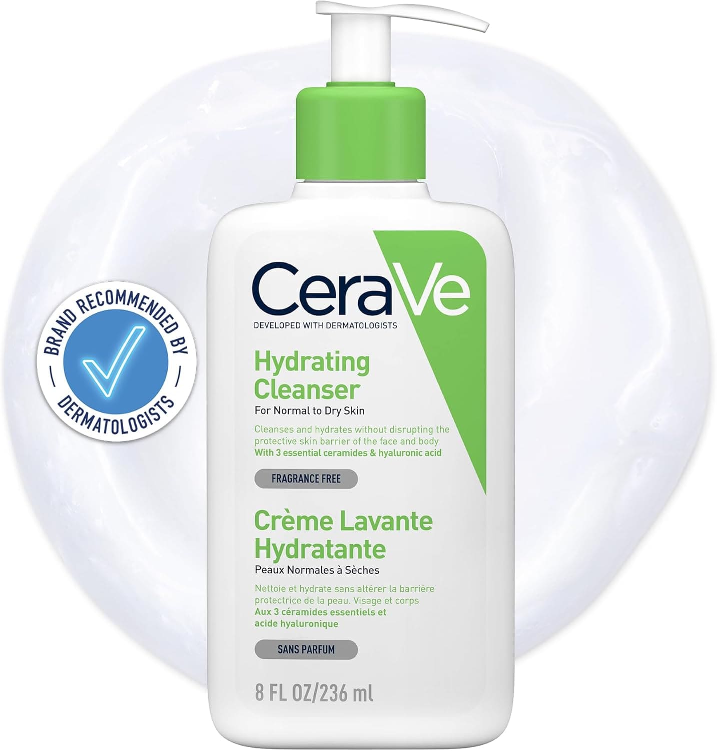 CeraVe Crème lavante hydratante — flacon de 236 ml