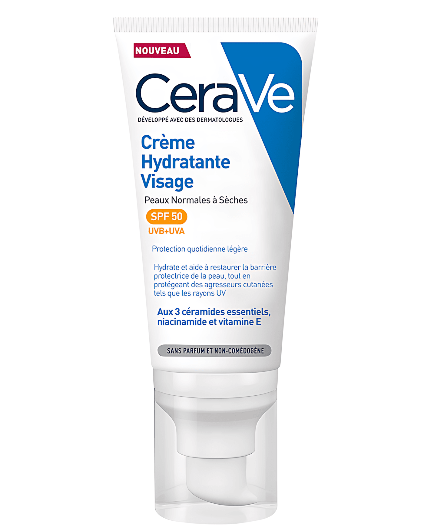 CeraVe Crème hydratante visage AM SPF 50+ — flacon de 50 ml