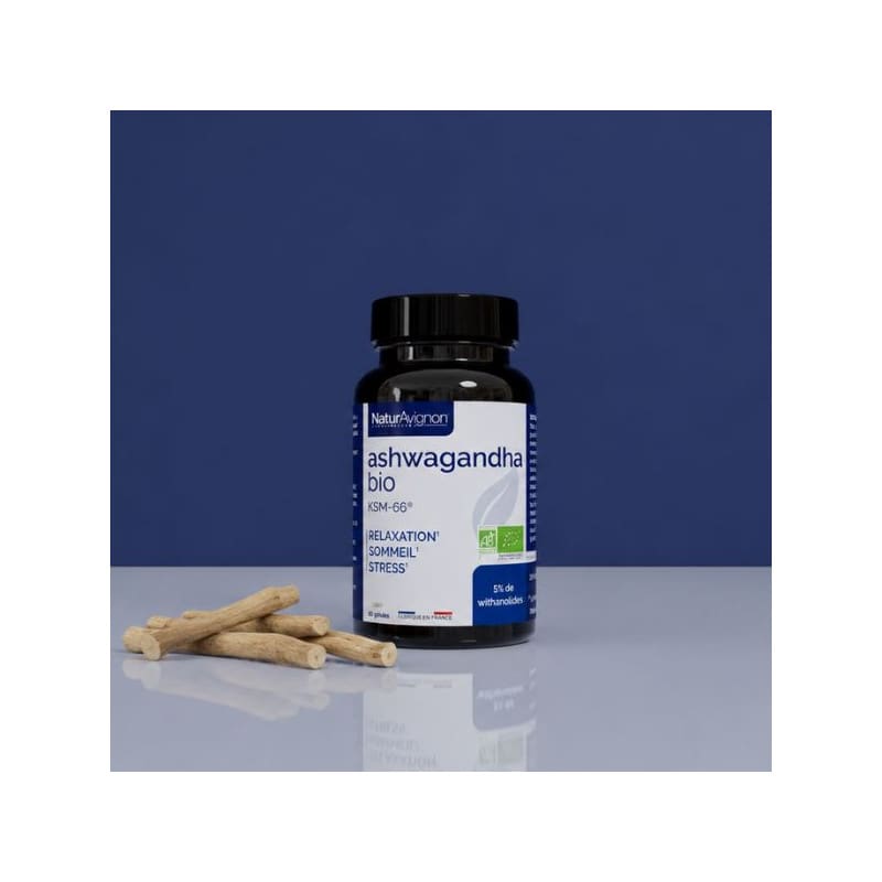 Ashwagandha Bio KSM-66® - 60 gélules - NaturAvignon - vue 1
