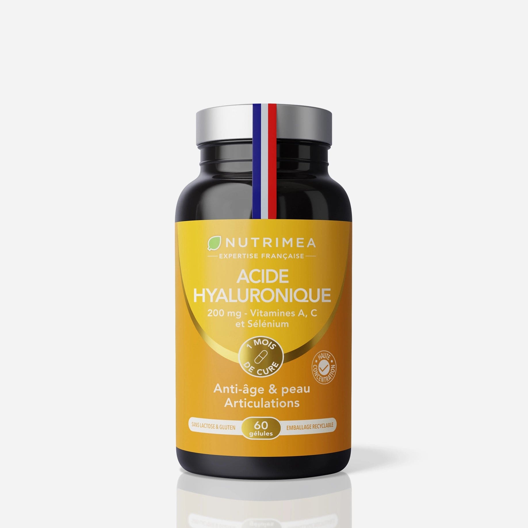 Acide hyaluronique 200 mg + Vitamines A, C & Sélénium - 60 gélules - Nutrimea - vue 1