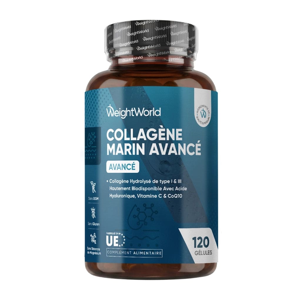 Collagène marin hydrolysé types I & III + Acide hyaluronique + Vitamine C + CoQ10 - Advanced - 120 gélules - WeightWorld - vue 1