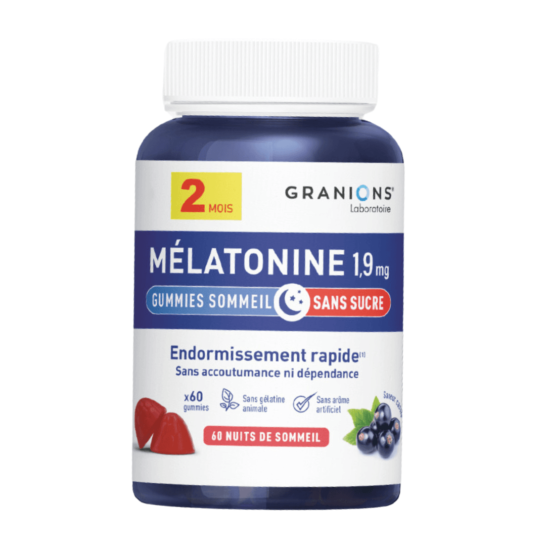 Mélatonine 1,9 mg sans sucre - 60 gummies - Granions - vue 1