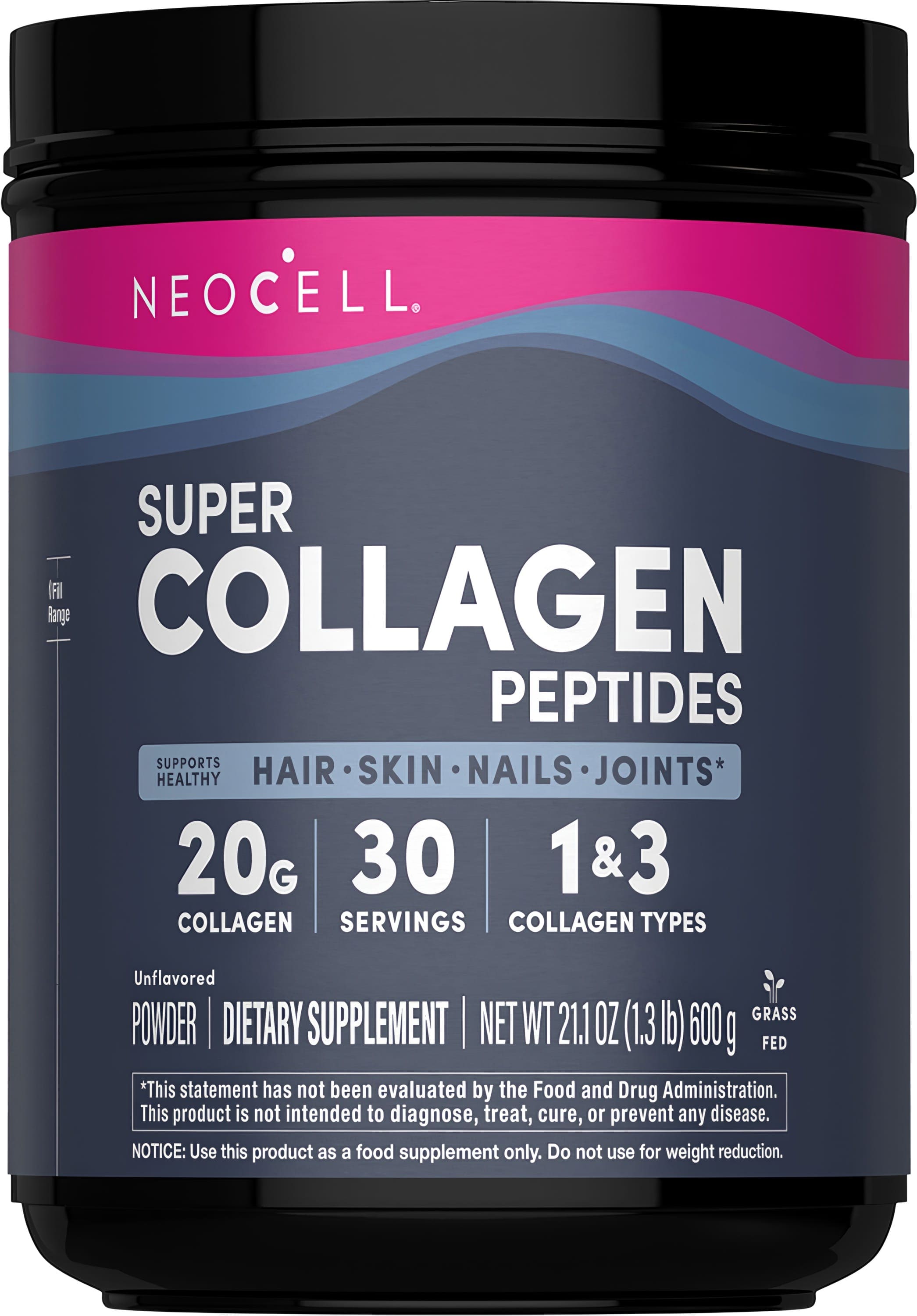 Collagène bovin hydrolysé types I & III - Grassfed Collagen Peptides - 600 g - NeoCell - vue 1
