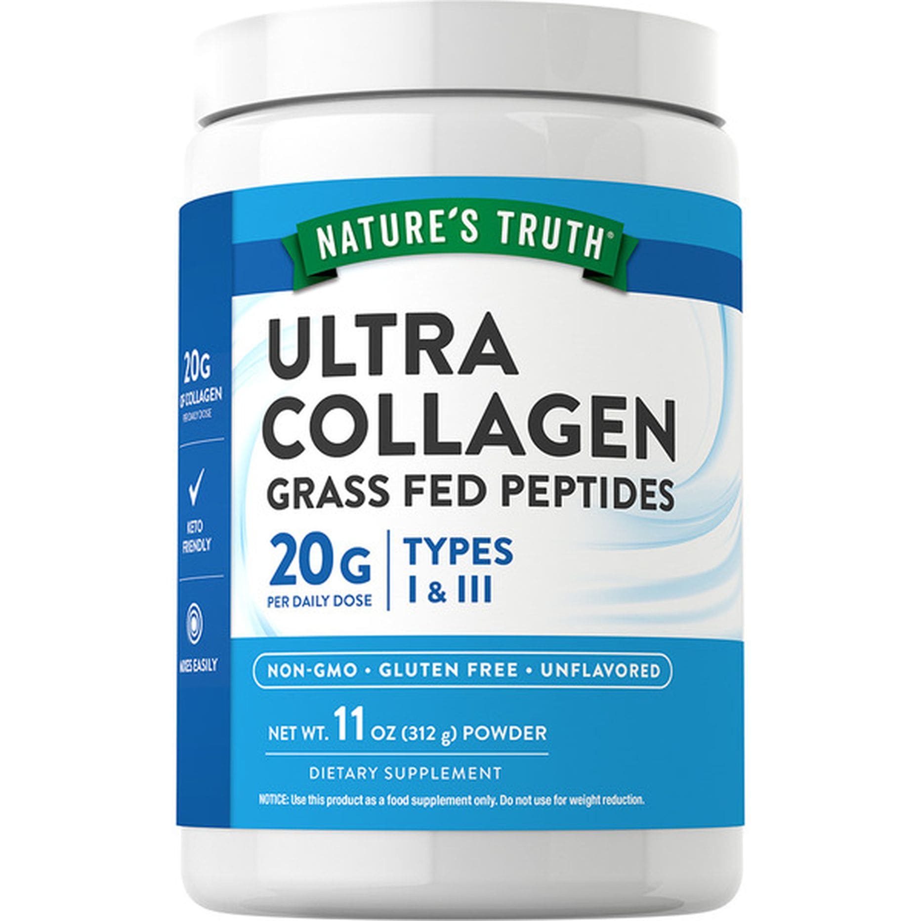 Collagène bovin types I & III - Ultra Collagen Grass Fed Peptides - 312 g - Nature’s Truth - vue 1