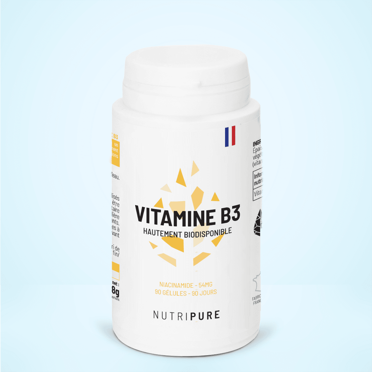Vitamine B3 (Niacinamide) 54 mg - 90 gélules - Nutripure - vue 1