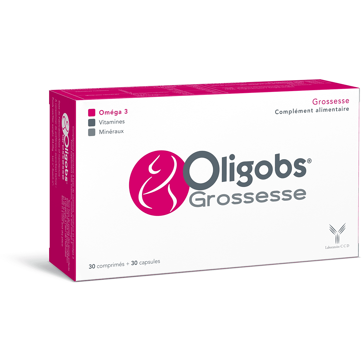 Oligobs Grossesse - Grossesse & développement du bébé - 30 comprimés + 30 capsules - vue 1