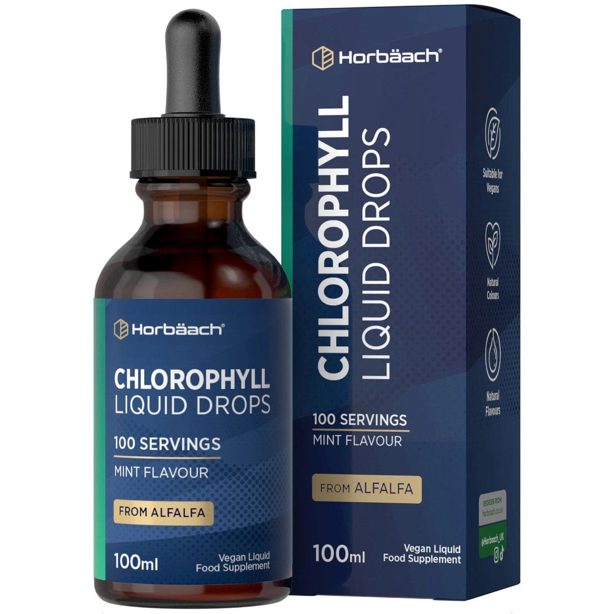 Chlorophylle liquide - Goût menthe - 100 ml - Horbaach - vue 1