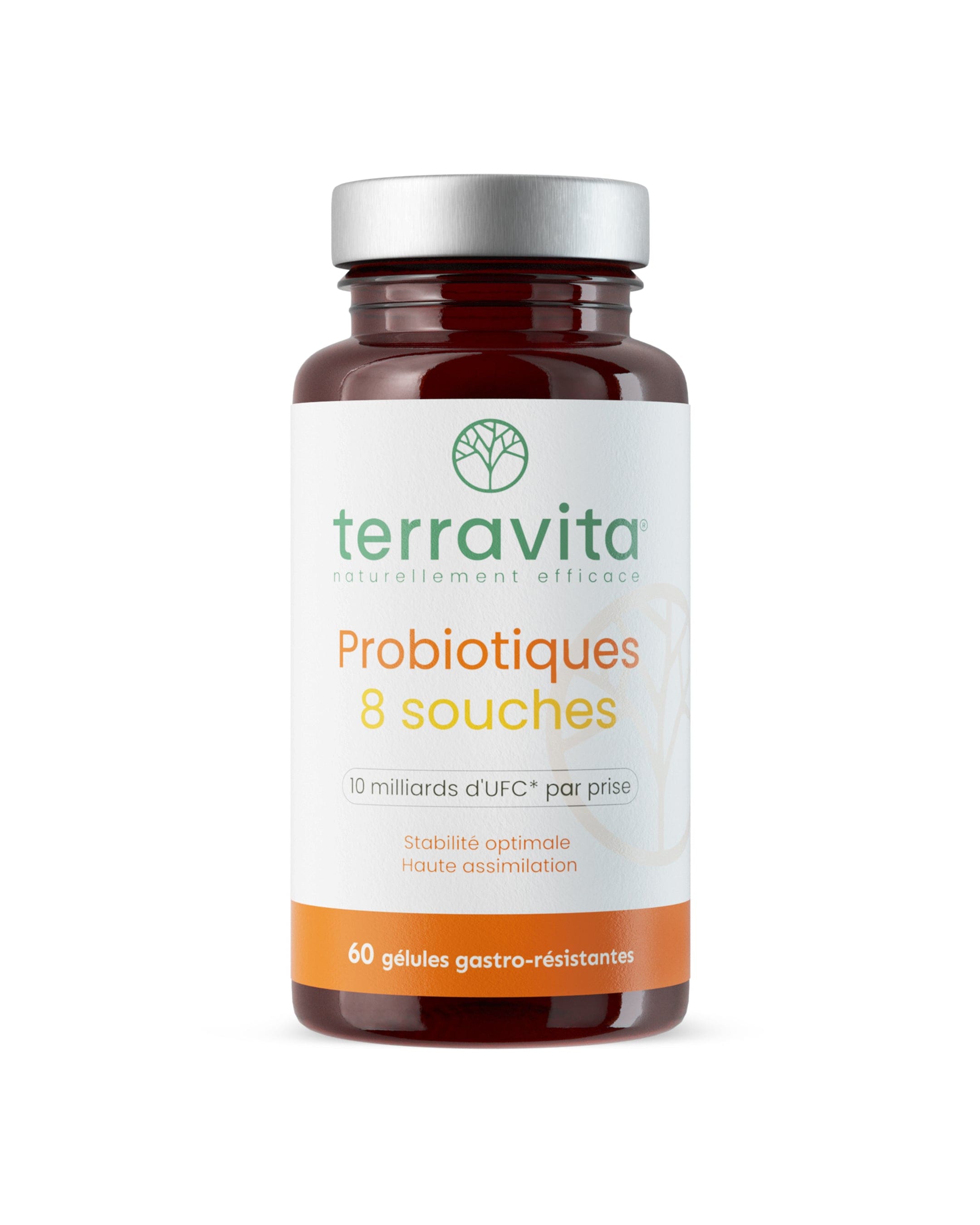 Probiotiques 8 souches - 10 milliards d’UFC - 60 gélules gastro-résistantes - Terravita - vue 1