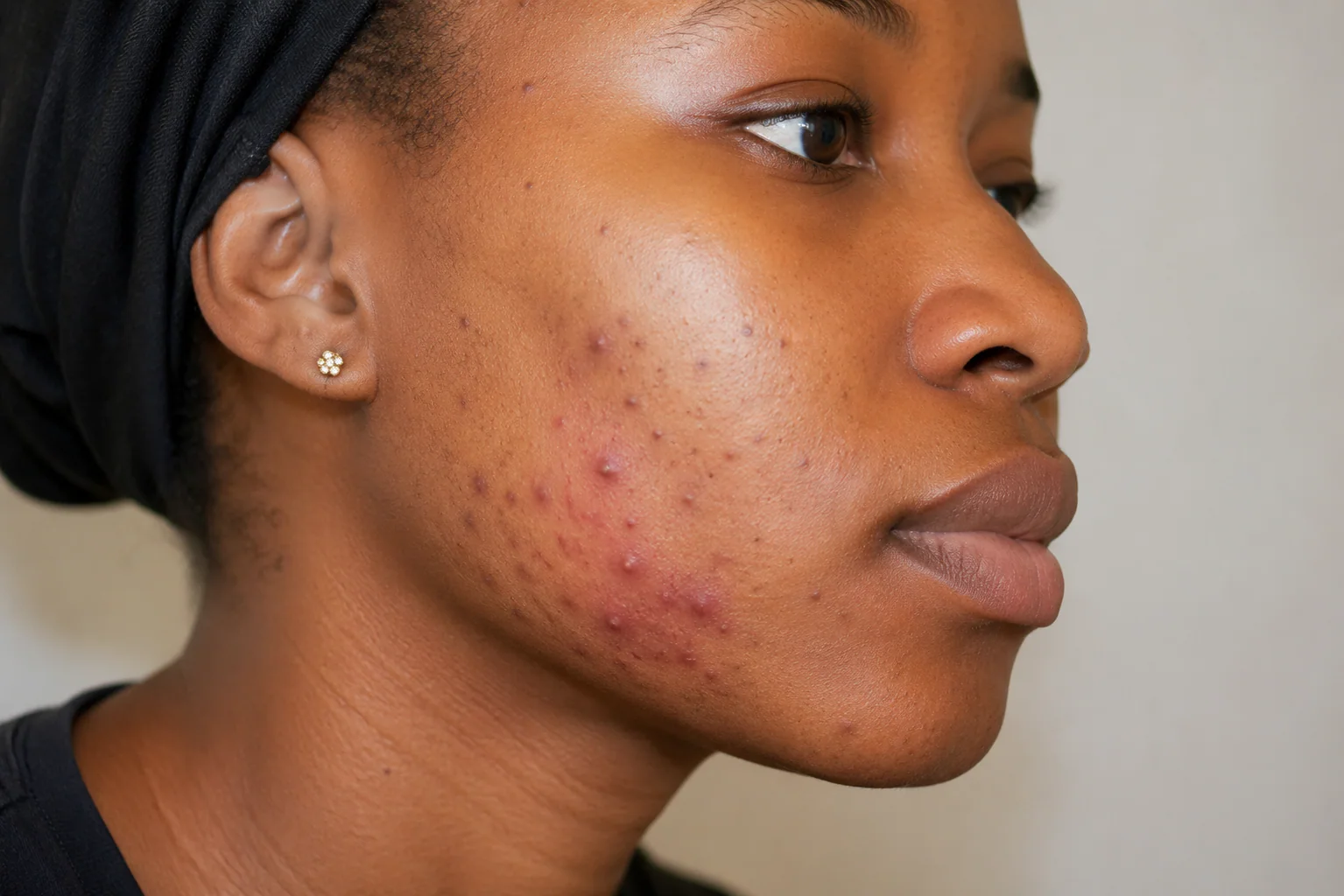 Peau avec imperfections avant une routine